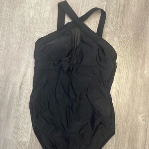 CUPSHE size large black one piece bathing suit.